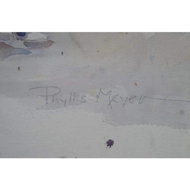 Blue 1991 Phyllis Meyer Southwestern Zuni Tradition New Mexico Watercolor Painting For Sale - Image 8 of 13