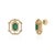 Metal Art Deco-Inspired 14k Yellow Gold 1.06 Ct Emerald & Diamond Halo Stud Earrings- A Pair For Sale - Image 7 of 16