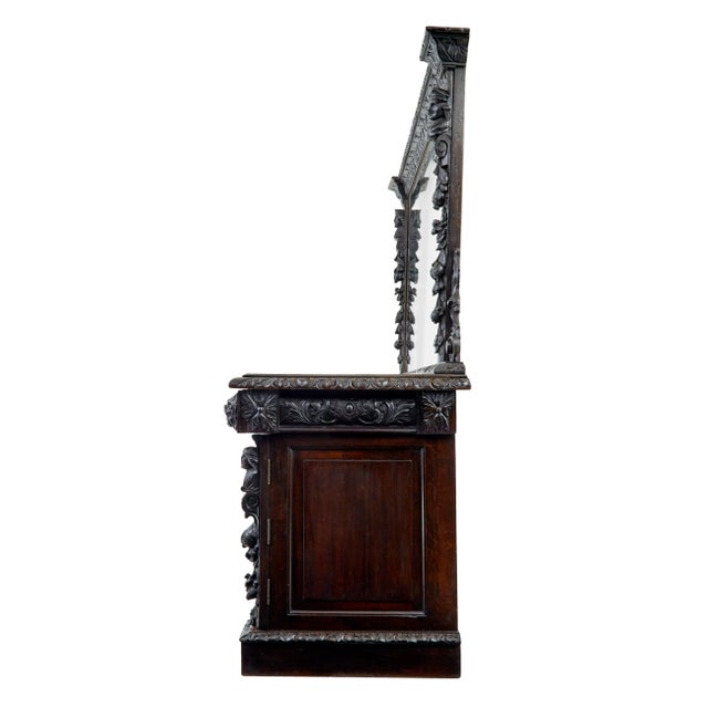 Large 19th Century Carved Oak Mirrored Sideboard, 1860 For Sale - Image 3 of 13