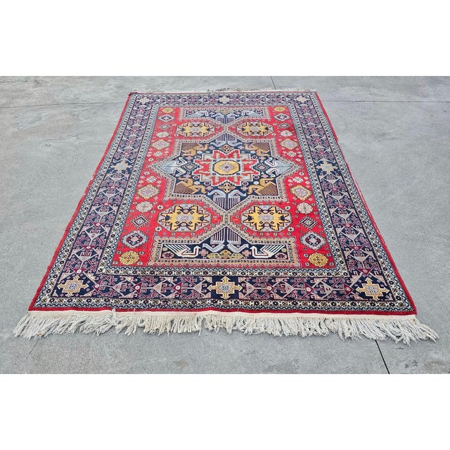 Antique Hand-Knotted Kazak Woolen Rug, 1890s For Sale - Image 10 of 11