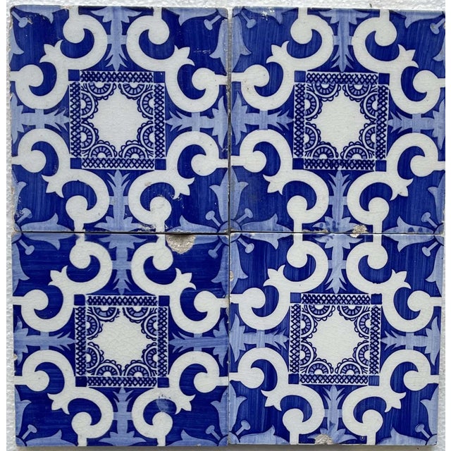 Blue Earthenware Tiles, Set of 4 For Sale - Image 8 of 8