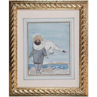 Mino Maccari, Lifebuoy Woman, 1970s, Mixed Media, Framed For Sale