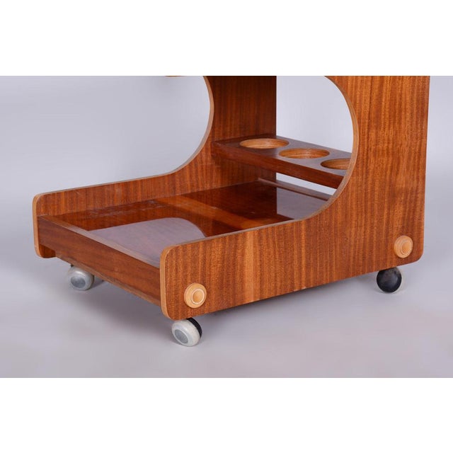 Wood Mid-Century Mahogany Trolley, Czechia, 1960s For Sale - Image 7 of 9