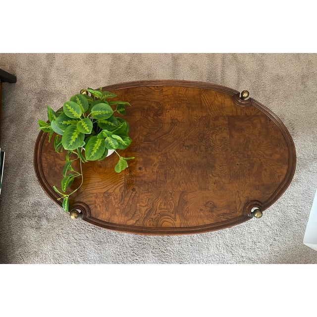 1960s Mid Century Modern Tea Table W/Wood Top & Brass Legs For Sale - Image 4 of 9