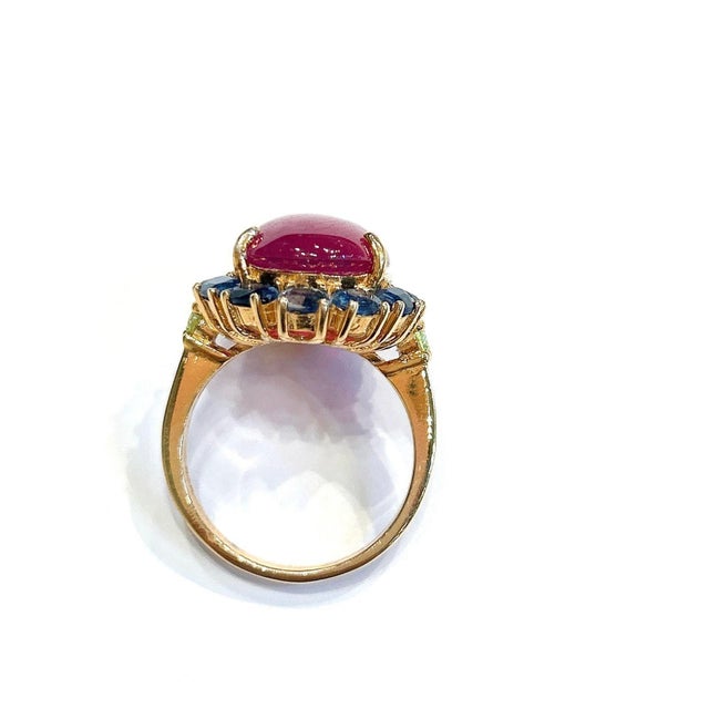 Bochic "Orient" Red Ruby & Tanzanite Ring, Set 18K In Yellow Gold & Silver For Sale In New York - Image 6 of 12