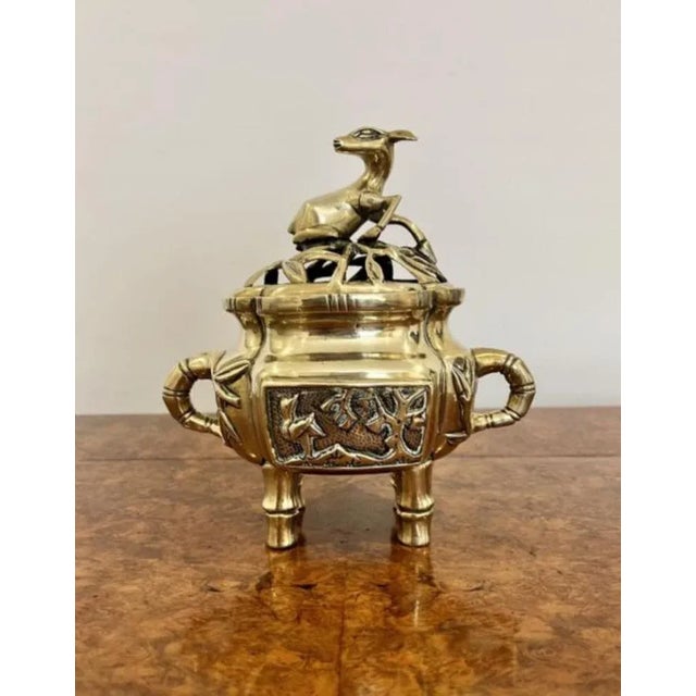 Chinese Brass Lidded Incense Burner, 1880s For Sale - Image 4 of 7
