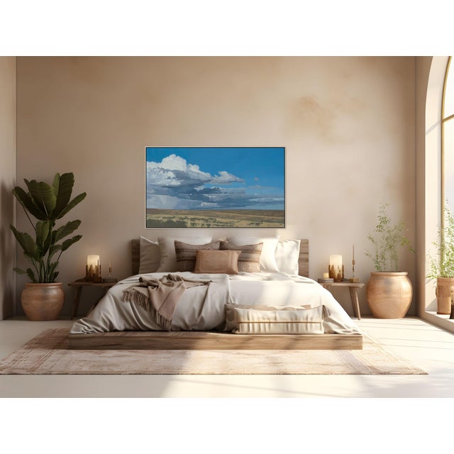 Where It Gathers by Michael Magrin | Oil on Canvas Prairie Landscape With Storm Clouds For Sale - Image 12 of 14