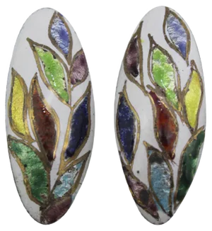 Enamel Earclips from Atelier Casanova, 1950s, Set of 2