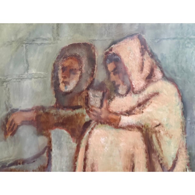 1940s Arieh Allweil, Middle Eastern Men Oil Painting Austrian Israeli Modernist Tel Aviv Museum For Sale - Image 5 of 8