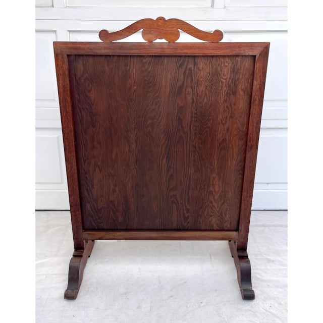 Antique Wood Fireplace Screen With Needlepoint Embroidery For Sale - Image 10 of 12