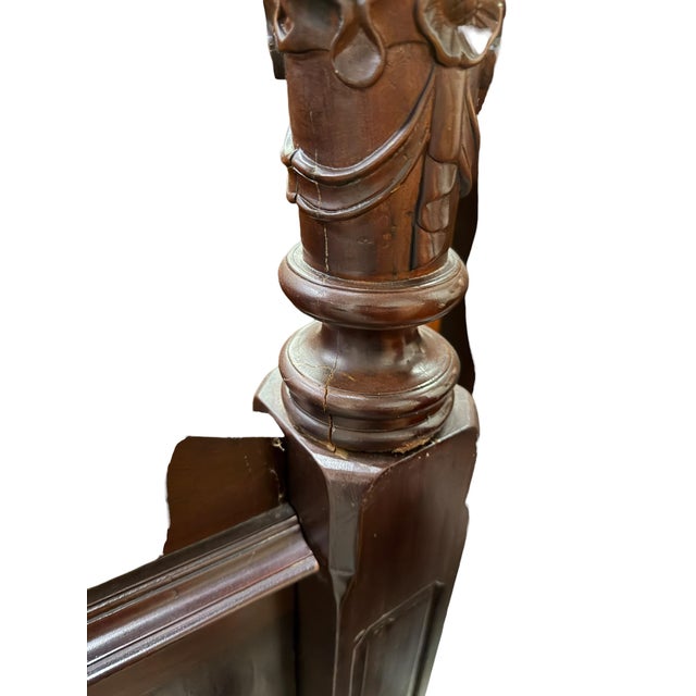 Late 19th Century Late 19th Century Magnificent Antique Carved Mahogany Four-Poster King Bed For Sale - Image 5 of 7