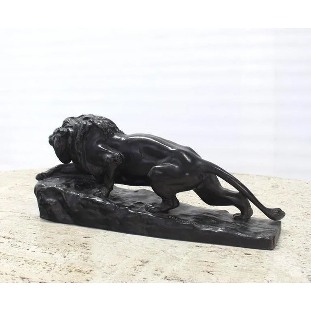 Metal Vintage Mid Century Lion Ceramic Figurine For Sale - Image 7 of 9