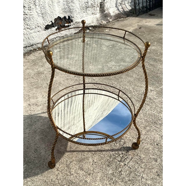 Mid 20th Century Vintage Regency Gilt Twisted Bar Cart For Sale - Image 10 of 10
