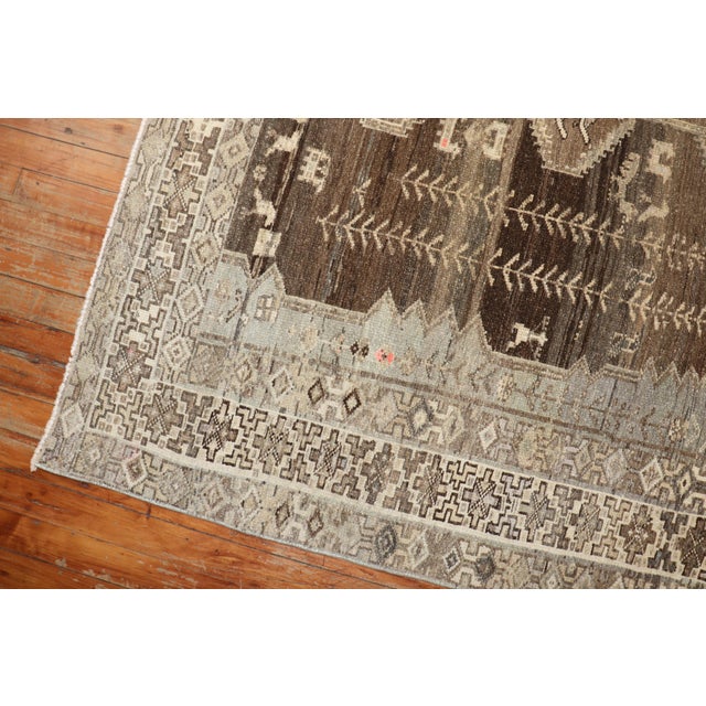 Early 20th Century Early 20th Century Brown Grey Persian Kurd Gallery Size Rug For Sale - Image 5 of 18