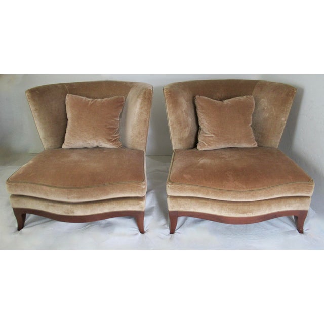 C.2000's Donghia "Geneva," Coll. Club Chairs With Donghia "Bravo," Textile Cotton-Velvet -Pair For Sale - Image 14 of 18