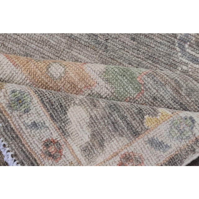 Modern Oushak Rug by Keivan Woven Arts in Brown, Cream and Soft Green 3'1 X 5'2 For Sale - Image 9 of 10
