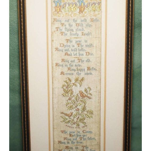 Gold Antique Victorian Silk Samplers with Embroidered Panels after William Morris, 1880, Set of 2 For Sale - Image 8 of 12