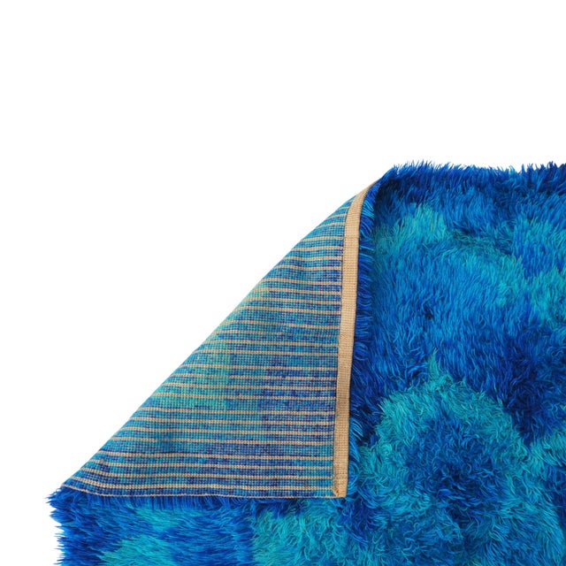 Scandinavian Pop Art Flower Rya Pile Rug, 1960s For Sale - Image 4 of 5