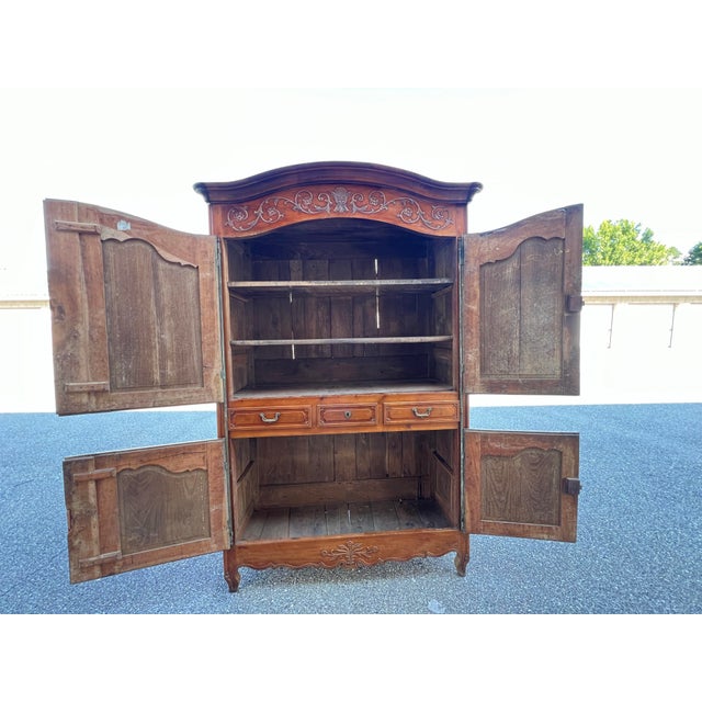 Brown A Very Fine Carved Luis XV Fruitwood Linen Press, Circa 1820’s For Sale - Image 8 of 12