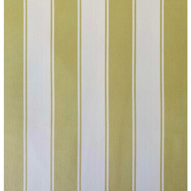 Green Free Spirit Designer Vicki Payne Green & White Awning Cabana Stripe Fabric- 8.7 Yards For Sale - Image 8 of 8