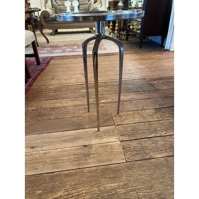 Modern Chrome Round End Table With Sculptural Tapered Legs For Sale In Philadelphia - Image 6 of 6