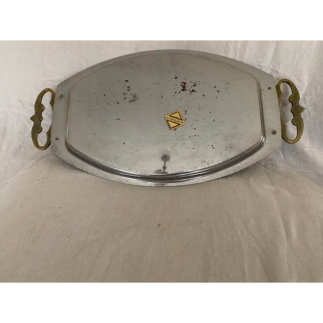 Mid-Century Modern Vintage Kromex Silver-Tone Chrome Serving Tray For Sale - Image 3 of 5