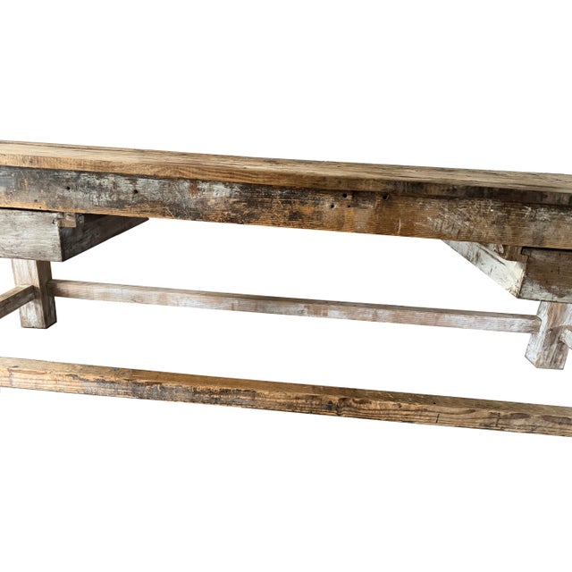 Exceptional 9 Ft Antique French Primitive 2-Drawer Work Table For Sale - Image 9 of 16