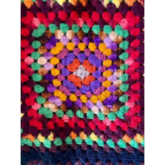 Black Granny Square Cottagecore Rainbow Afghan For Sale In Pittsburgh - Image 6 of 12
