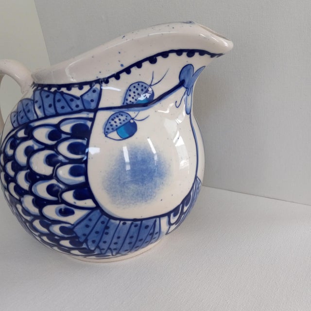 Blue and White Pitcher by "Diane" For Sale - Image 6 of 9