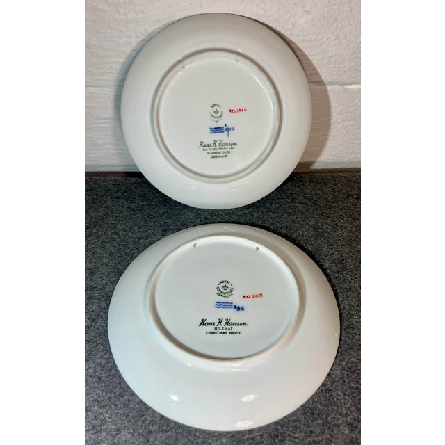 Blue 1950s Royal Copenhagen (Denmark) Blue & White Annual Christmas Plates- Set of 2 For Sale - Image 8 of 8