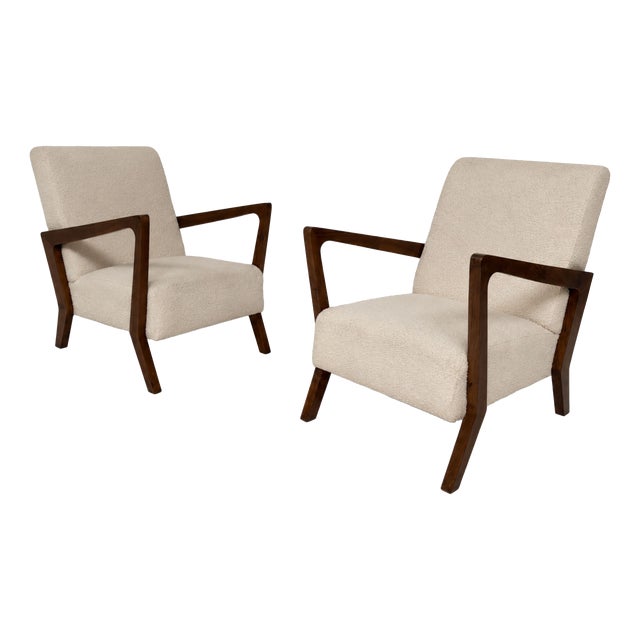 Vintage Italian Armchairs in White Bouclè, 1960, Set of 2 For Sale