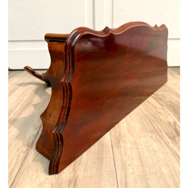 Brown Mid-Century Mahogany Wall-Mounted Scalloped Console Table For Sale - Image 8 of 12