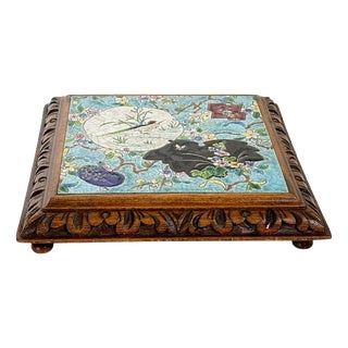 Antique French Glazed Ceramic Trivet from Longwy, 1900s For Sale