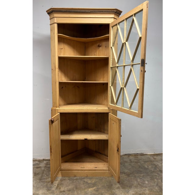 19th Century English Pine Corner Cabinet With Astral Glazed Top For Sale - Image 9 of 12