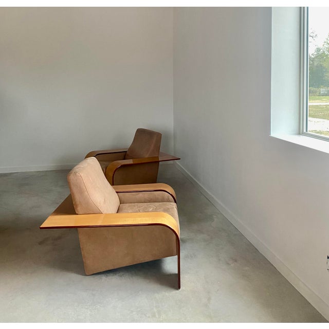 Artedi Postmodern Lounge Chairs by Artedi, Maple Wood & Velvet, 1980s For Sale - Image 4 of 16