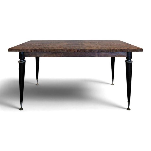 Dining Table in Burr Walnut with Tapered Legs, 1950s For Sale - Image 11 of 11