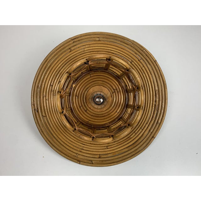 Mid-Century Modern Mid-Century Pencil Reed Rattan Bamboo Pendant Hanging Lamp, Italy, 1970s For Sale - Image 3 of 16