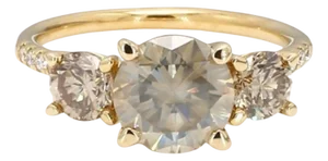 Bochic “Vintage” Fancy Chocolate, Greenish 3 Diamond 18K Rose Gold Ring