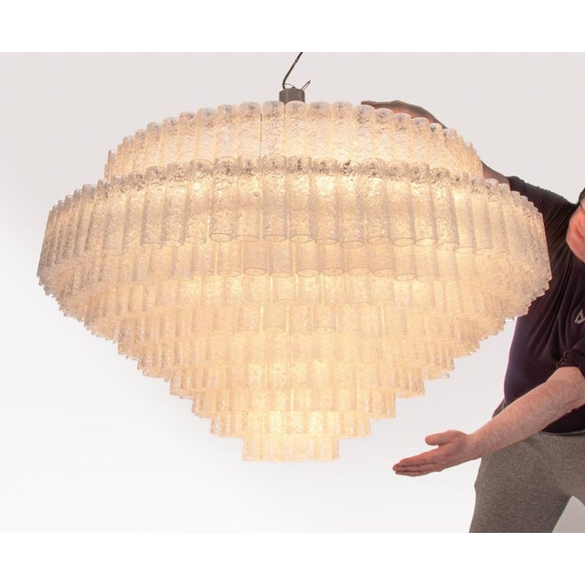 Cream Large Murano Glass Tubes Ballroom Chandelier from Doria, 1960s For Sale - Image 8 of 16