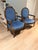 Pair Blue Louis Style Armchairs Perfectly proportioned with a wide comfortable seat and back. The vibrant blue ultra suede...