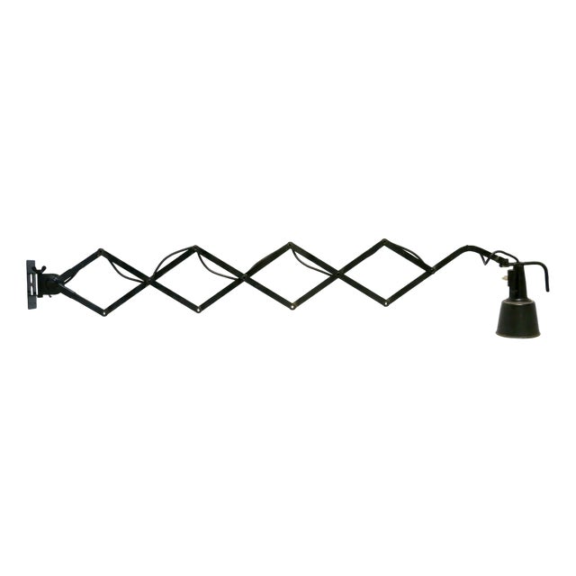 Vintage Bauhaus Adjustable Scissor Wall Lamp by Wilhelm Bäder, 1930s For Sale