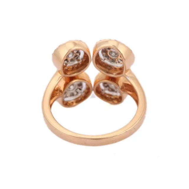 Statement Illusion Diamond Wedding Cocktail Ring in 18k Solid Rose Gold Size 3 For Sale - Image 4 of 5