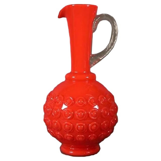 Italian Large Red Murano Glass Jug, 1950s For Sale