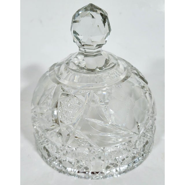 Antique American Brilliant Cut Covered Glass Cheese Plate Dish & Bell For Sale In New York - Image 6 of 12