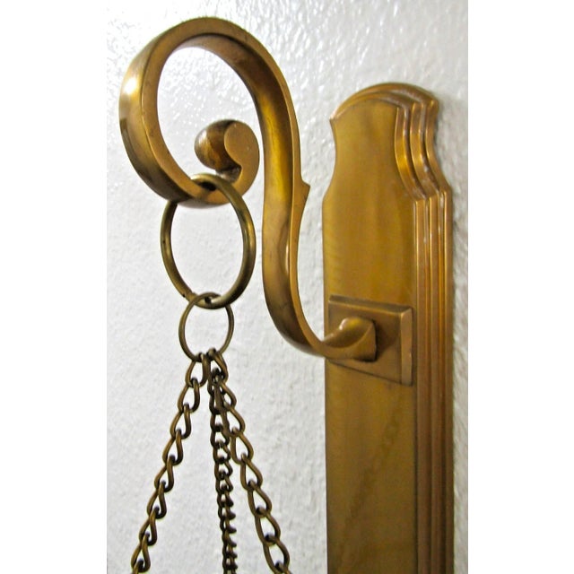 Antique Brass Hurricane Wall Candle Sconce Pair Attributed to Virginia Metalcrafters For Sale - Image 10 of 18