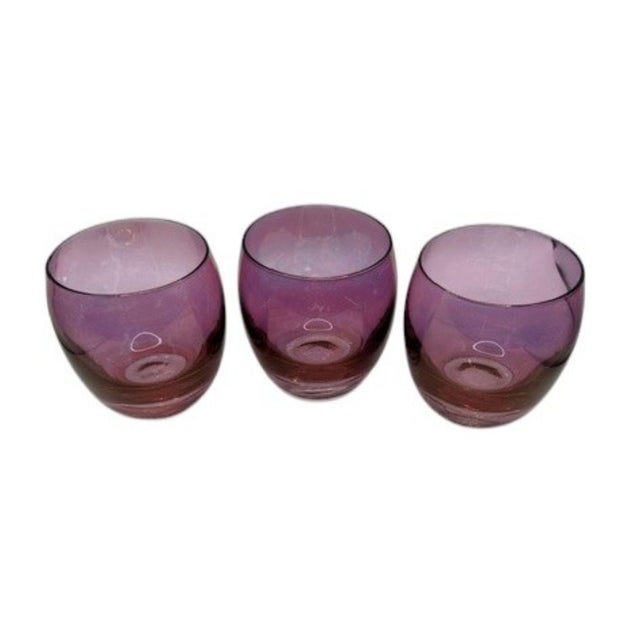 1960s Vintage Polish Amethyst Roly Poly Glasses - Set of 3 For Sale - Image 5 of 10