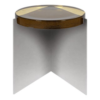 Alwa One Side Table with Amber Top & Brushed Stainless Steel Base by Sebastian Herkner for Pulpo For Sale