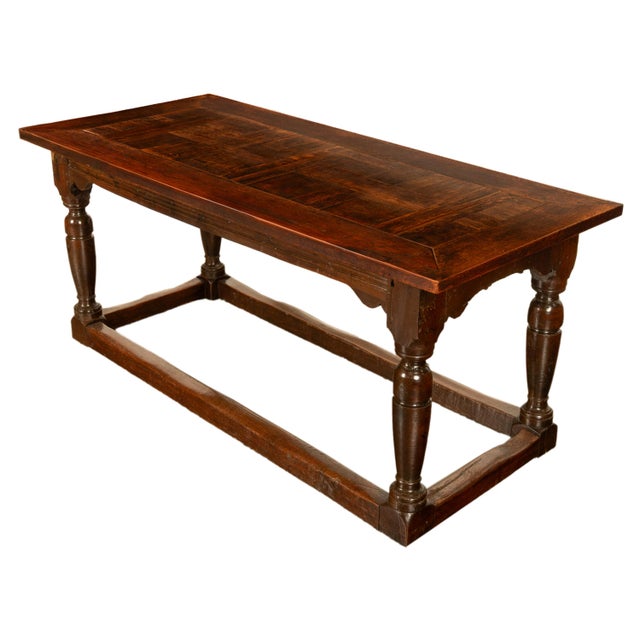 A good antique French late 17th century country oak refectory, dining table, circa 1680. The table with a overhanging...