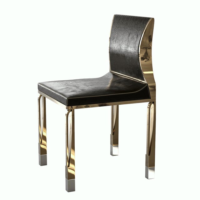 Not Yet Made - Made To Order "Pagina" Chair With Bronze and Tailor Made Leather For Sale - Image 5 of 9