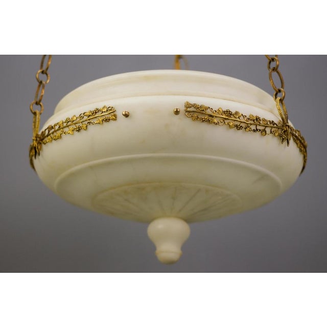French Neoclassical Style White Alabaster, Gilt Bronze and Brass Pendant Light, 1890s For Sale - Image 6 of 18